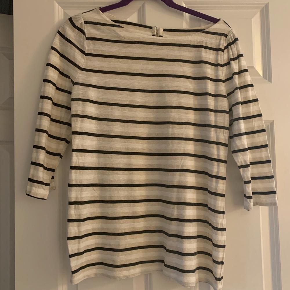 Cream and Black Stripped Top